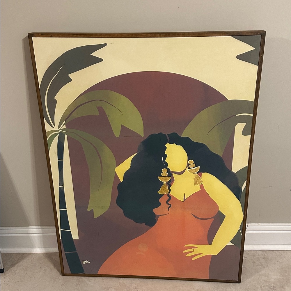 Colorful Framed Art Print with Palm Trees